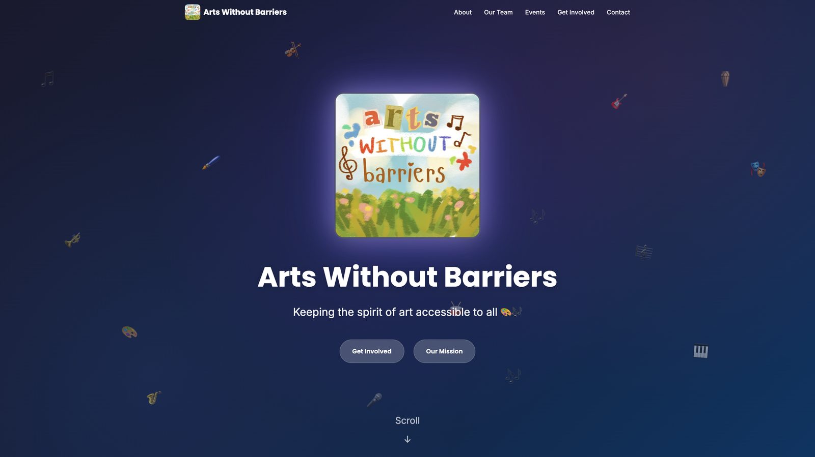 The Arts Without Barriers website built by InnovationsForEquality
