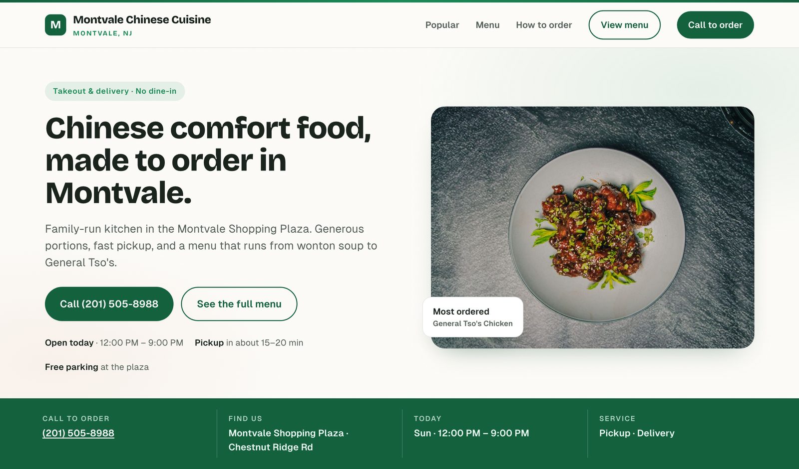 The Montvale Chinese Cuisine website built by InnovationsForEquality