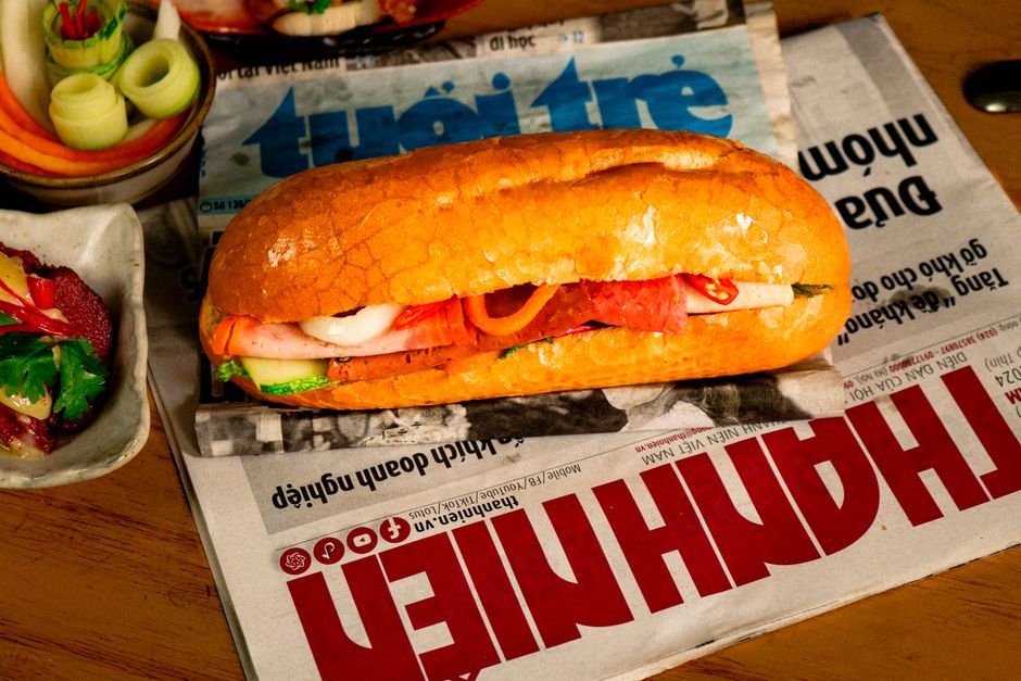Vietnamese Banh Mi — A baguette filled with meat, pickled vegetables and herbs.