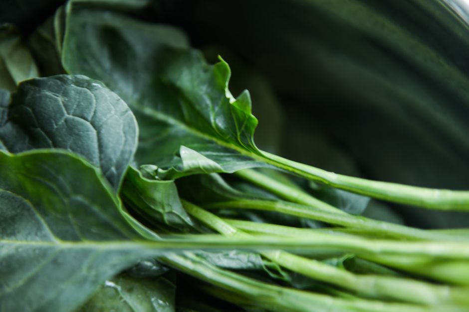 Collard Greens — Leafy greens braised slowly, usually with smoked meat.