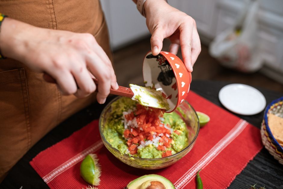 Guacamole — Mashed avocado with lime, onion and coriander.