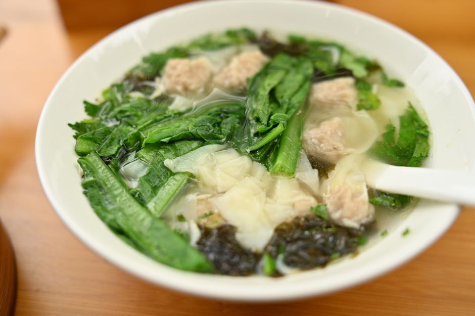 Wonton Soup — Pork-filled dumplings in a clear broth.