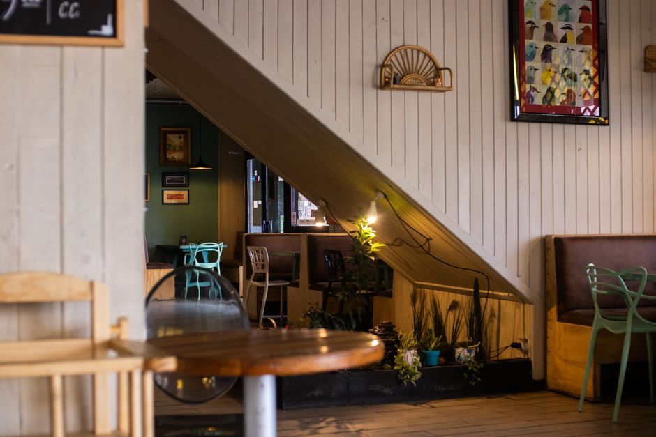 Coffee and pastries of the kind served at a neighbourhood cafe