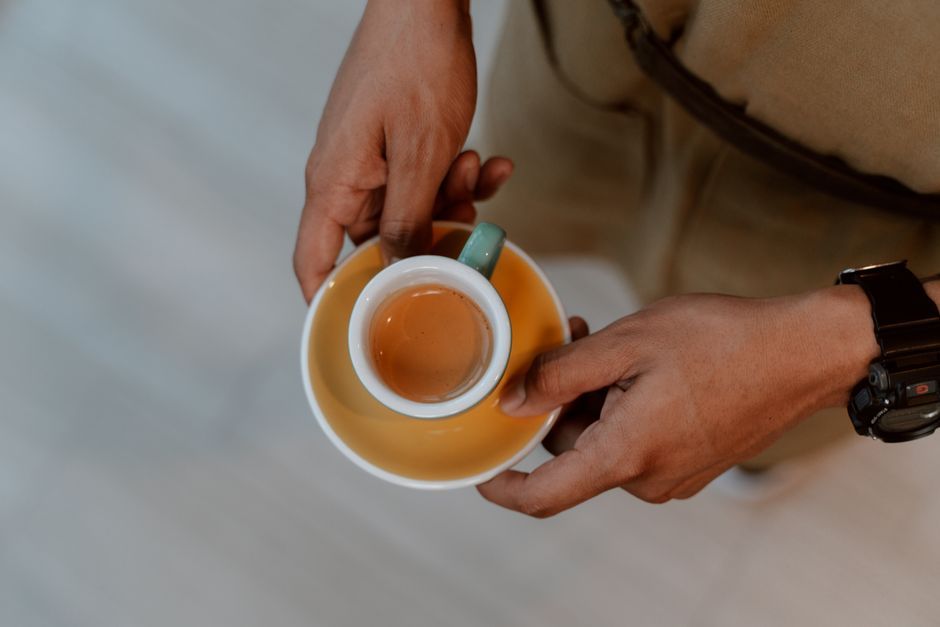 Coffee and pastries of the kind served at a neighbourhood cafe