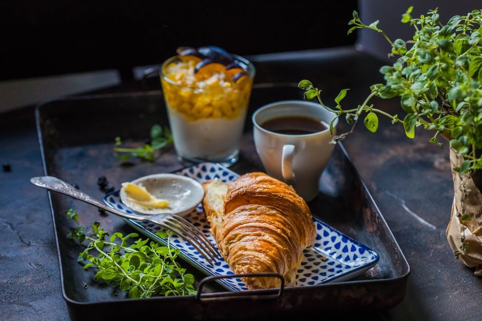Coffee and pastries of the kind served at a neighbourhood cafe