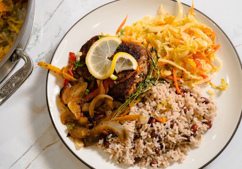 Caribbean food, representative of the kind of dishes served