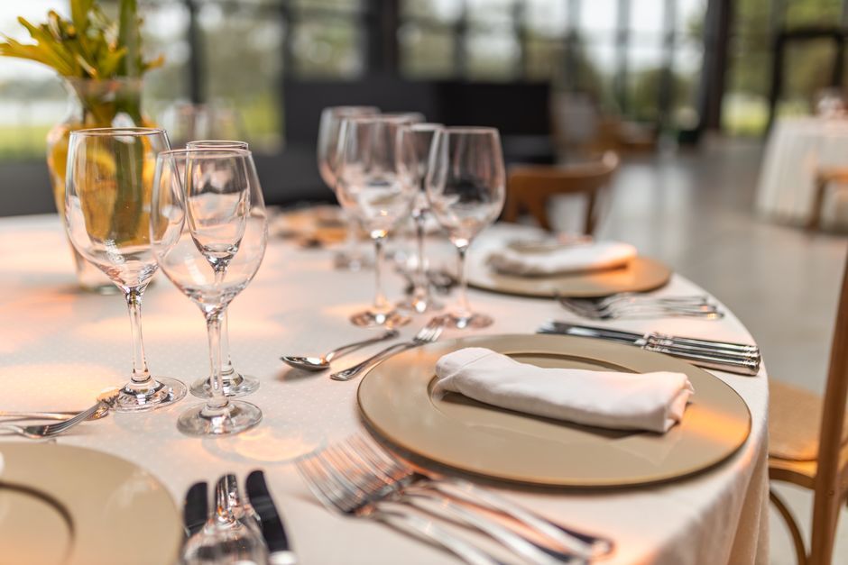 A table set in a small neighbourhood restaurant