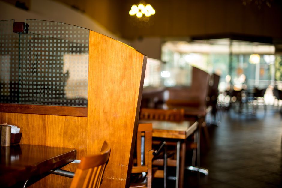 A table set in a small neighbourhood restaurant