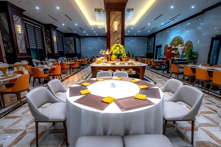 A table set in a small neighbourhood restaurant
