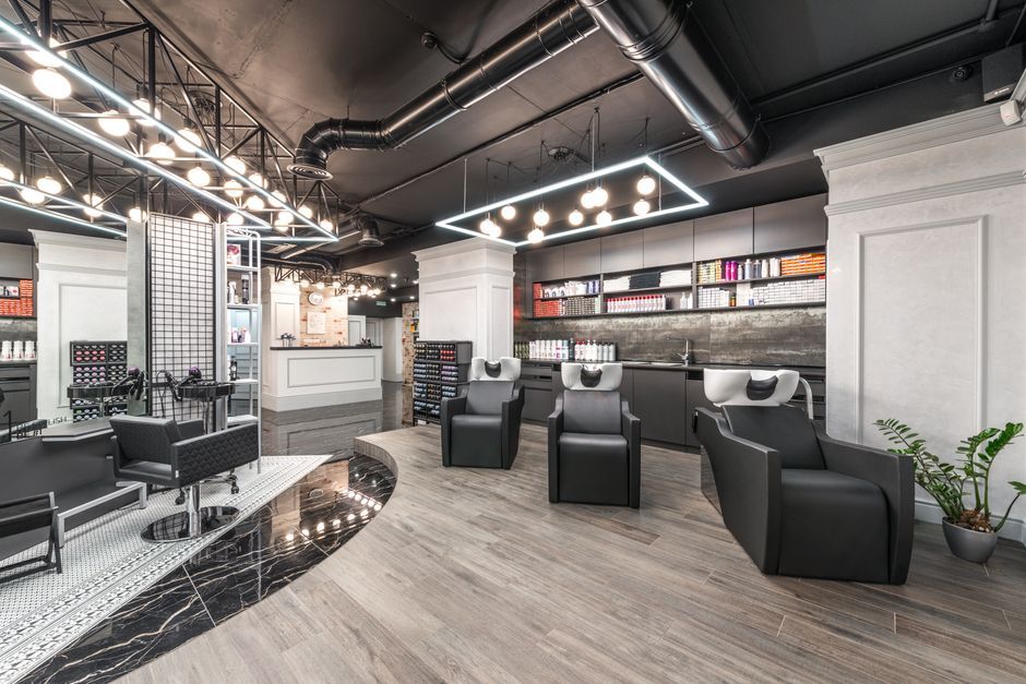The interior of a hair salon