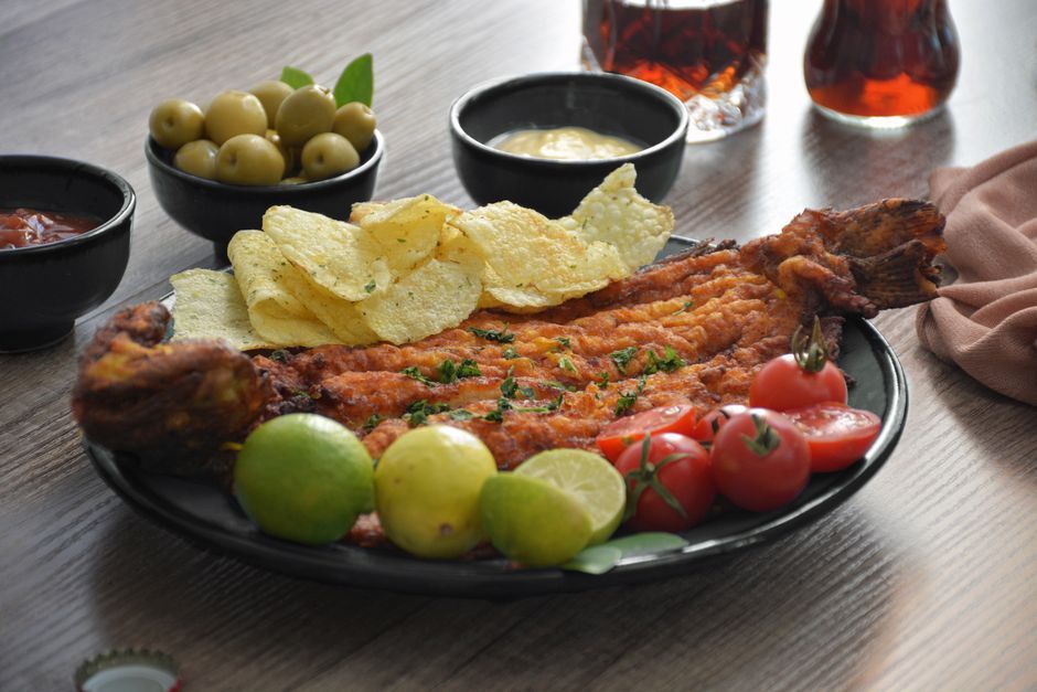 Seafood food, representative of the kind of dishes served